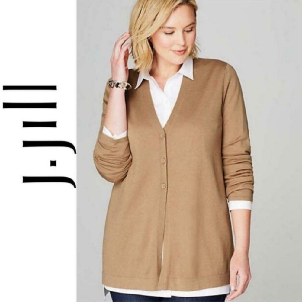 J.Jill Rochelle A-Line Camel Cardigan Button Up Sweater Size Small Wool Blend